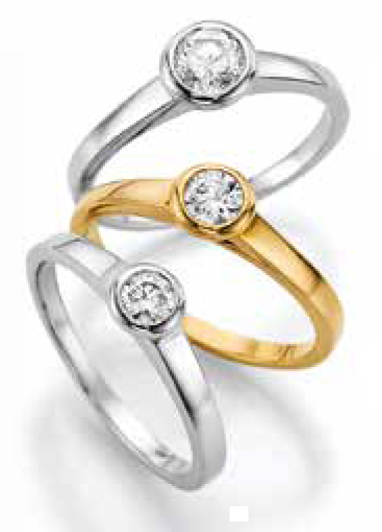 Verlobungsringe Gelbgold Weißgold Silber Platin Zargenfassung Diamant