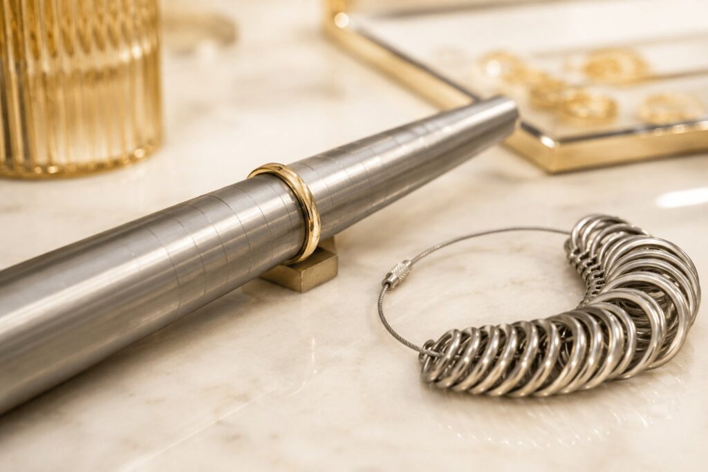 Ringstock und Messringe zur Bestimmung der Ringgröße