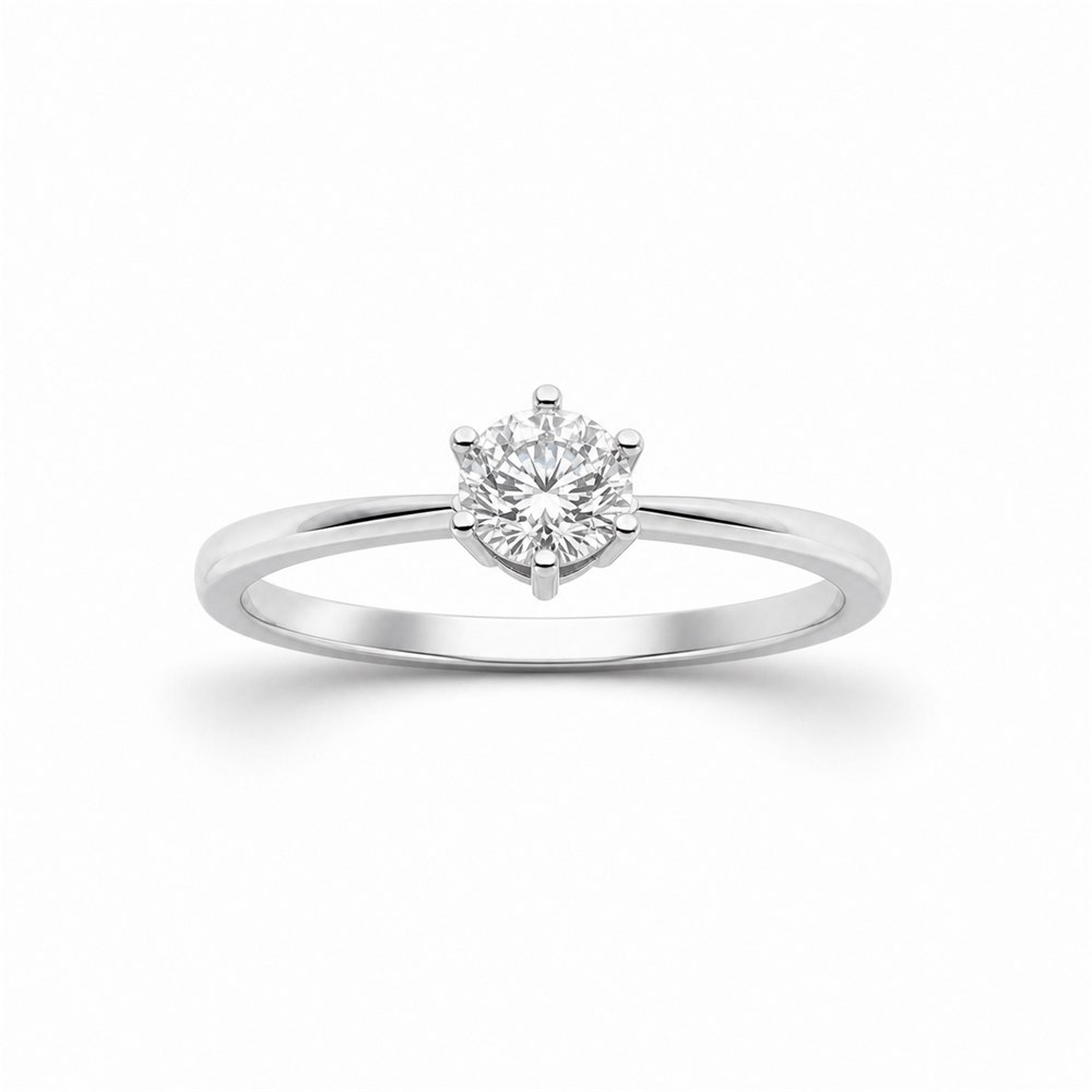 Solitär-Verlobungsring E01 in Weißgold mit rundem Brillanten