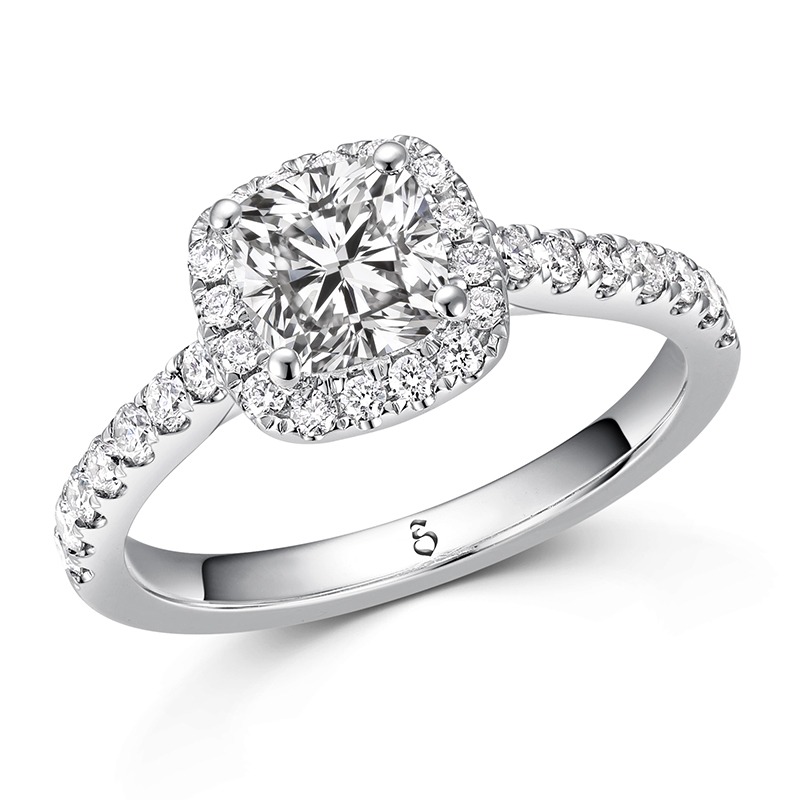 Verlobungsring X05 – Kissenschliff mit Halo