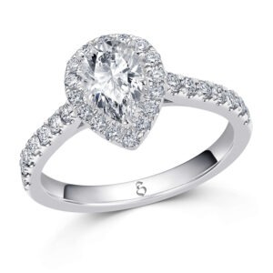 Verlobungsring X09 – Tropfenschliff mit Halo